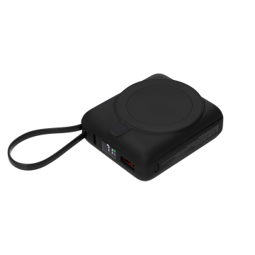 Portobello Внешний аккумулятор с подсветкой Риттер PD (Ritter PD) 10000mAh с функцией беспроводной зарядки 15W, черный с логотипом на заказ