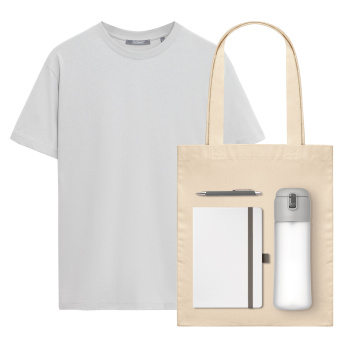 Portobello Набор с одеждой KRIS (футболка, бутылка, ежедневник, ручка, шоппер), белый, S с логотипом на заказ