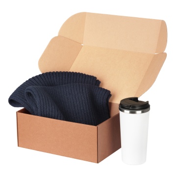 Portobello Подарочный набор Forges, синий (шарф, термокружка) с логотипом на заказ