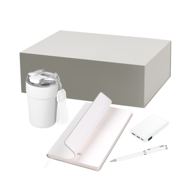 Portobello Подарочный набор Monaco, белый (термокружка, аккумулятор, ежедневник, ручка) с логотипом на заказ