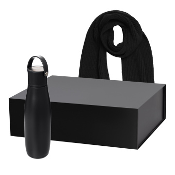 Portobello Подарочный набор Bosca, Forges, черный (термобутылка, шарф) с логотипом на заказ