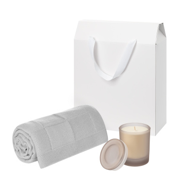 Portobello Подарочный набор Мизу (Mizu), Селла Софт (Cella Soft), бежевый (свеча, плед) с логотипом на заказ