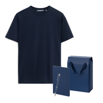 Portobello Набор с одеждой KRIS (футболка, блокнот, ручка), синий, S с логотипом на заказ