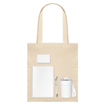 Portobello Подарочный набор Велком Пак (Welcome Pack), белый (термокружка, ежедневник, ручка, ЗУ, шоппер) с логотипом на заказ