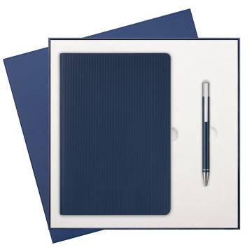 Portobello Подарочный набор Рейн (Rain), синий (ежедневник, ручка) с логотипом на заказ