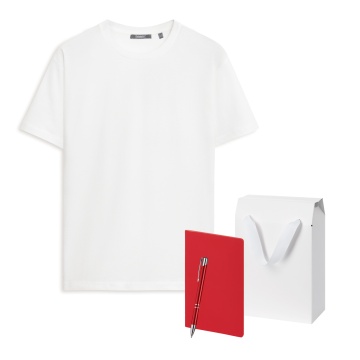 Portobello Набор с одеждой KRIS (футболка, блокнот, ручка), белый, L с логотипом на заказ