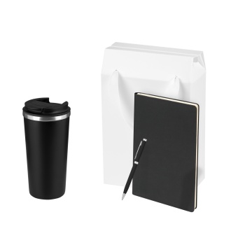 Portobello Подарочный набор Palermo, черный (термокружка, ежедневник, ручка) с логотипом на заказ