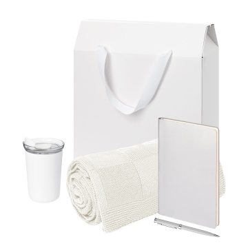 Portobello Подарочный набор Welcome Pack Spark, серебряный (термокружка,ежедневник, ручка, плед, коробка-пакет) с логотипом на заказ