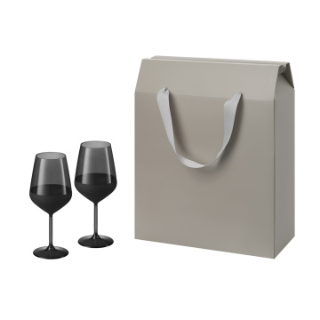 Portobello Подарочный набор 2 бокала для вина Black Edition в большом подарочном пакете с логотипом на заказ