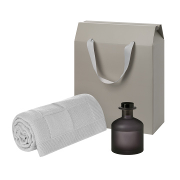 Portobello Подарочный набор Мизу (Mizu), Селла Софт (Cella Soft), серый (диффузор, плед) с логотипом на заказ