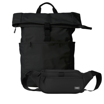 Portobello Подарочный набор Boston рюкзак + поясная сумка, черный с логотипом на заказ