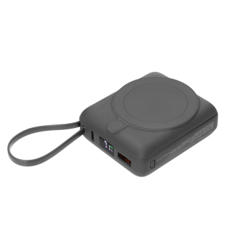 Portobello Внешний аккумулятор с подсветкой Риттер PD (Ritter PD) 10000mAh с функцией беспроводной зарядки 15W, серый с логотипом на заказ