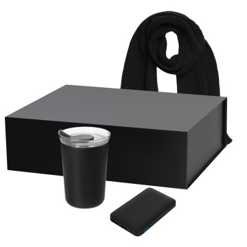 Portobello Подарочный набор Страда (Strada), Анкор (Ancor), Форгес (Forges), черный (термокружка, аккумулятор, шарф) с логотипом на заказ