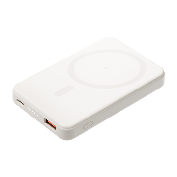 Portobello Внешний аккумулятор Largo PD 5000mAh с функцией беспроводной зарядки 15W, белый с логотипом на заказ