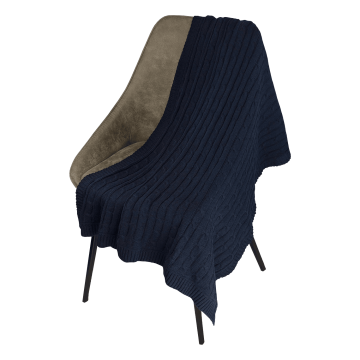 Portobello Плед Фадо (Fado) вязаный, синий (без подарочной коробки) с логотипом на заказ