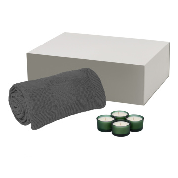 Portobello Подарочный набор Сенто (Sento), Селла (Cella), зеленый (свеча, плед) с логотипом на заказ