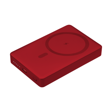 Portobello Внешний аккумулятор Атлантис Плюс PD (Atlantis PD Plus) 10000mAh с функцией беспроводной зарядки 15W, красный с логотипом на заказ