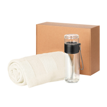 Portobello Подарочный набор Terso, Cella, бежевый (плед, термобутылка) с логотипом на заказ
