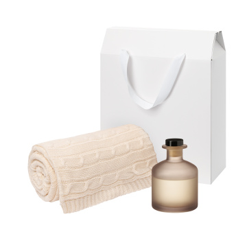 Portobello Подарочный набор Мизу (Mizu), Фадо (Fado), бежевый (диффузор, плед) с логотипом на заказ