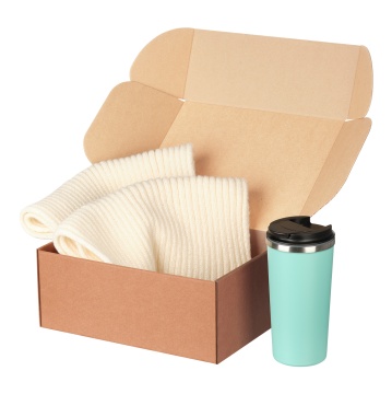 Portobello Подарочный набор Forges, бежевый/аква (шарф, термокружка) с логотипом на заказ