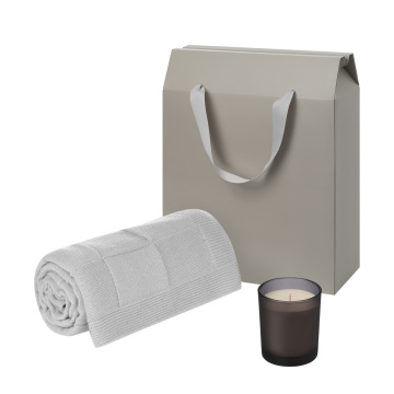 Portobello Подарочный набор Энигма (Enigmа), Селла Софт (Cella Soft), серый (свеча, плед) с логотипом на заказ