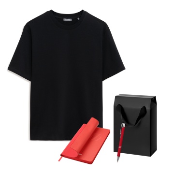 Portobello Набор с одеждой RUST (футболка, ежедневник, ручка), красный/черный, XL с логотипом на заказ