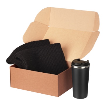 Portobello Подарочный набор Форгес (Forges), черный (шарф, термокружка) с логотипом на заказ