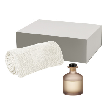 Portobello Подарочный набор Мизу (Mizu), Селла (Cella), бежевый (диффузор, плед) с логотипом на заказ