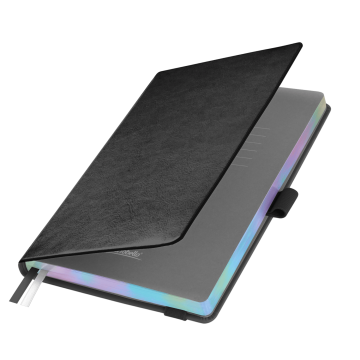 Portobello Ежедневник Galaxy недатированный, жесткая обложка, срез голограф. фольга, черный с логотипом на заказ