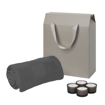 Portobello Подарочный набор Сенто (Sento), Селла (Cella), серый (свечи, плед) с логотипом на заказ