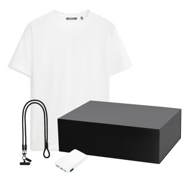 Portobello Набор с одеждой KRIS (футболка, аккумулятор, кабель-ланьярд), белый/черный, S с логотипом на заказ