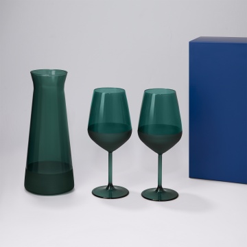 Portobello Подарочный набор декантер + 2 бокала для вина Эмеральд (Emerald) в синей коробке с логотипом на заказ