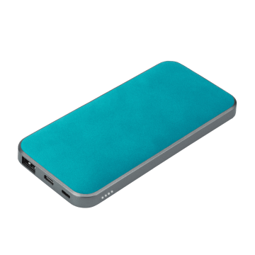 Portobello Внешний аккумулятор Ин Велюр (In Velour) 10000 mAh, бирюзовый с логотипом на заказ