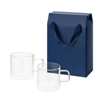 Portobello Подарочный набор 2 стеклянные кружки Luna в коробке-пакете с логотипом на заказ