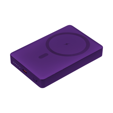 Portobello Внешний аккумулятор Атлантис Плюс PD (Atlantis PD Plus) 10000mAh с функцией беспроводной зарядки 15W, фиолетовый с логотипом на заказ