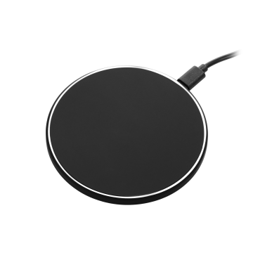 Portobello Беспроводное зарядное устройство с подсветкой 15W Аурис (Auris), черное с логотипом на заказ