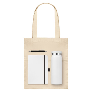 Portobello Подарочный набор Арктик (Arctic), белый/черный (ежедневник, ручка, термобутылка, шоппер) с логотипом на заказ