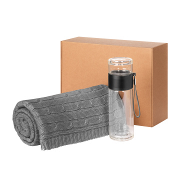 Portobello Подарочный набор Терсо (Terso), Фадо (Fado), серый (плед, термобутылка) с логотипом на заказ