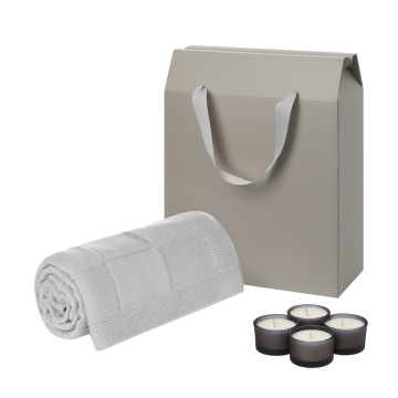 Portobello Подарочный набор Сенто (Sento), Селла Софт (Cella Soft), серый (свечи, плед) с логотипом на заказ