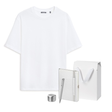 Portobello Набор с одеждой Раст (Rust) (футболка, колонка, ежедневник, ручка), серебряный, XS/S с логотипом на заказ