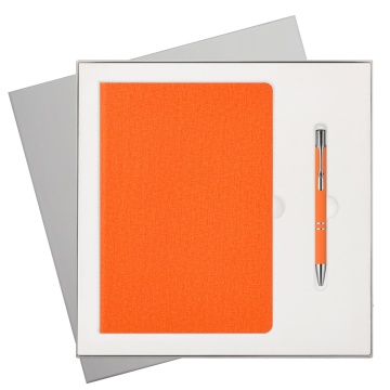 Portobello Подарочный набор Твид (Tweed), оранжевый (ежедневник, ручка) с логотипом на заказ