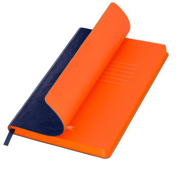 Portobello Ежедневник River side недатированный, синий/оранжевый (с упаковкой, со стикерами) с логотипом на заказ