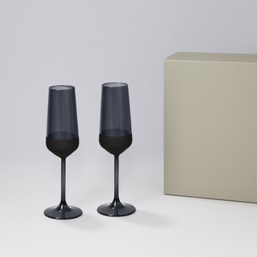 Portobello Подарочный набор 2 бокала для шампанского Блэк Эдишн (Black Edition) в серой коробке с логотипом на заказ