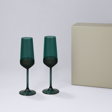 Portobello Подарочный набор 2 бокала для шампанского Эмеральд (Emerald) в серой коробке с логотипом на заказ