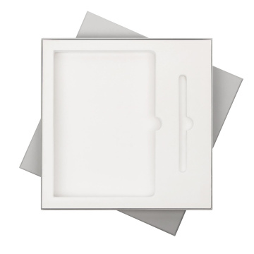 Portobello Подарочная коробка с ложементом для ежедневника и ручки, серая с логотипом на заказ