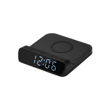 Portobello Зарядная станция с часами 15W Rigel, черная с логотипом на заказ