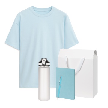 Portobello Набор с одеждой RUST (футболка, бутылка, блокнот, ручка), голубой, XL/2XL с логотипом на заказ