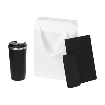 Portobello Подарочный набор Palermo, черный (термокружка, ежедневник, аккумулятор) с логотипом на заказ