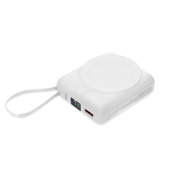 Portobello Внешний аккумулятор с подсветкой Риттер PD (Ritter PD) 10000mAh с функцией беспроводной зарядки 15W, белый с логотипом на заказ