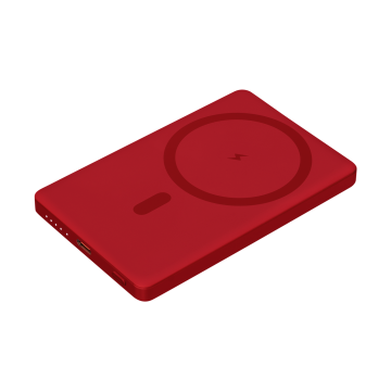 Portobello Внешний аккумулятор Атлантис (Atlantis) PD 5000mAh с функцией беспроводной зарядки 15W, красный с логотипом на заказ